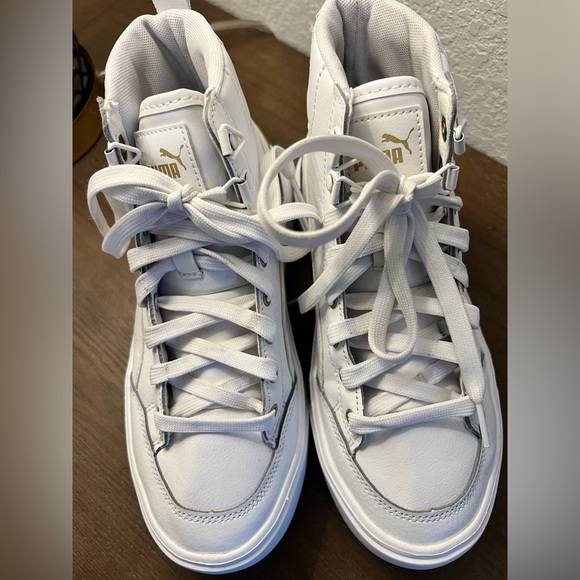 SOLD Puma Women's Kaia Mid high top Platform white lace up Sneakers shoes size 6 - Picture 3 of 9